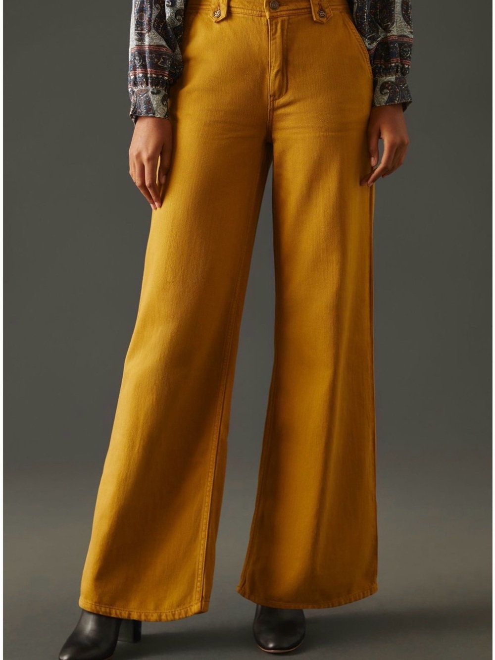 Anthropologie Pilcro column Wide-Leg Mustard Yellow Pants NWT Size 32